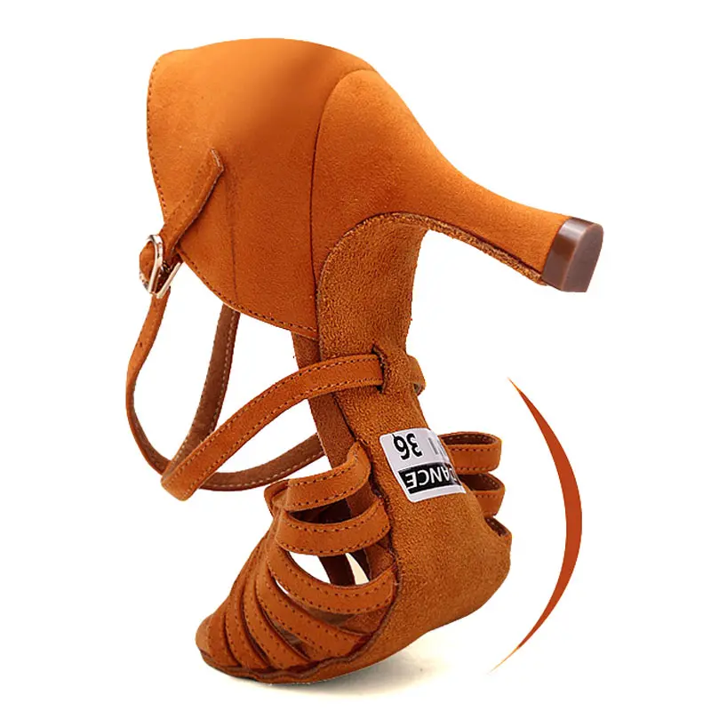 New Red Latin Dance Shoes for Women Sheepskin Suede Salsa Jazz Dance Shoes Soft High Heel 7.5cm Professional Ballroom Tango Shoe