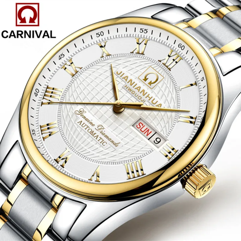 Brand Business Men Elegant Dress Watches Mechanical Self-winding Automatic Wrist watch Week Calendar Full Steel Roman | Наручные часы