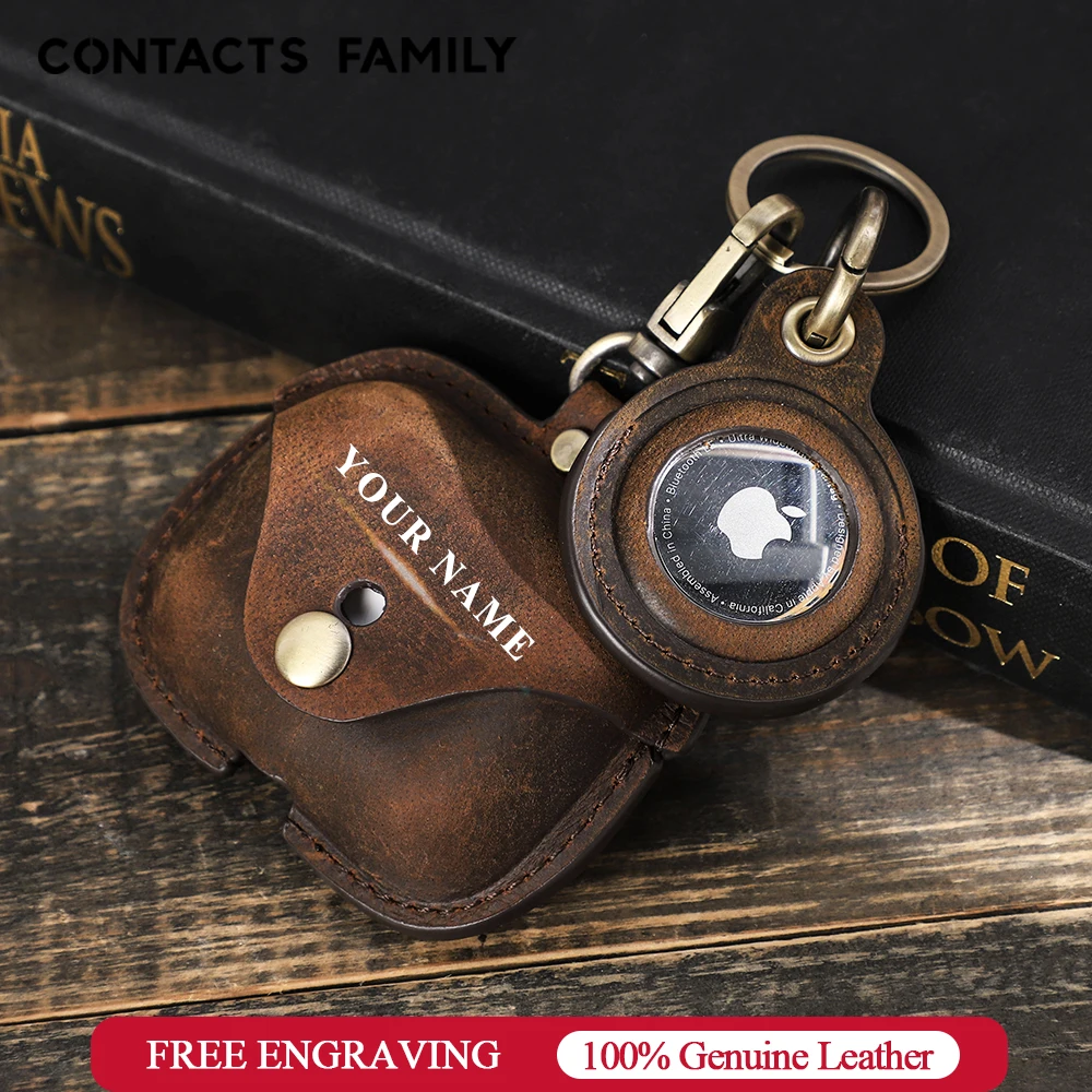Case de Couro para Airpods Carregamento sem Fio Bluetooth com Chaveiro Pro e Airtag Retro Capa Airpod Caixa Acessórios 3