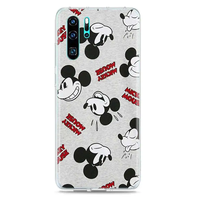 transparent cover disney mickey mouse print for huawei p50 p40 p30 p20 p10 p9 p8 lite pro plus mini 2019 2017 phone case free global shipping