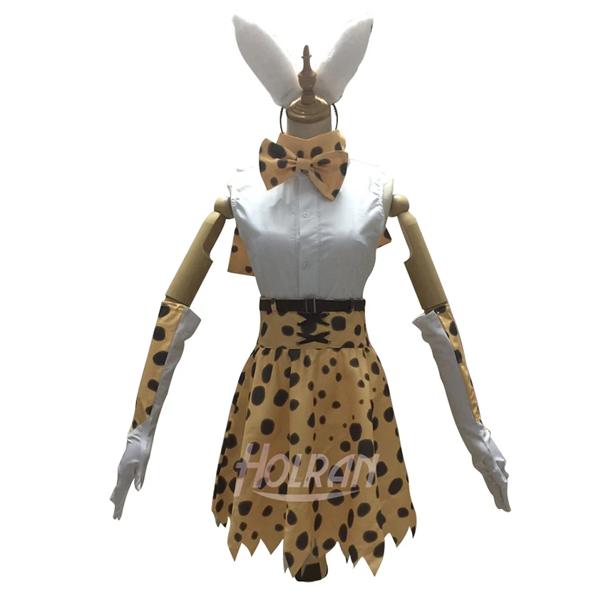 

Anime Kemono Friends Project cosplay costume tops dress tail sleeves suit Leptailurus serval wear