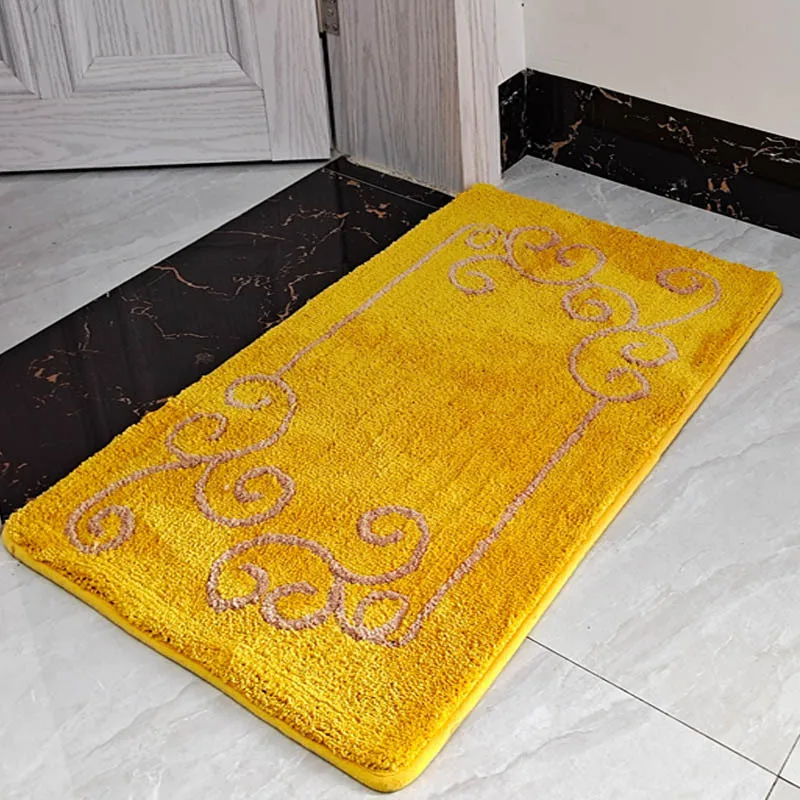 

Household Golden Yellow Padded Bedroom Door Mats Bathroom Absorbent Carpet Red Door Entrance Mats Bathroom Rug Set