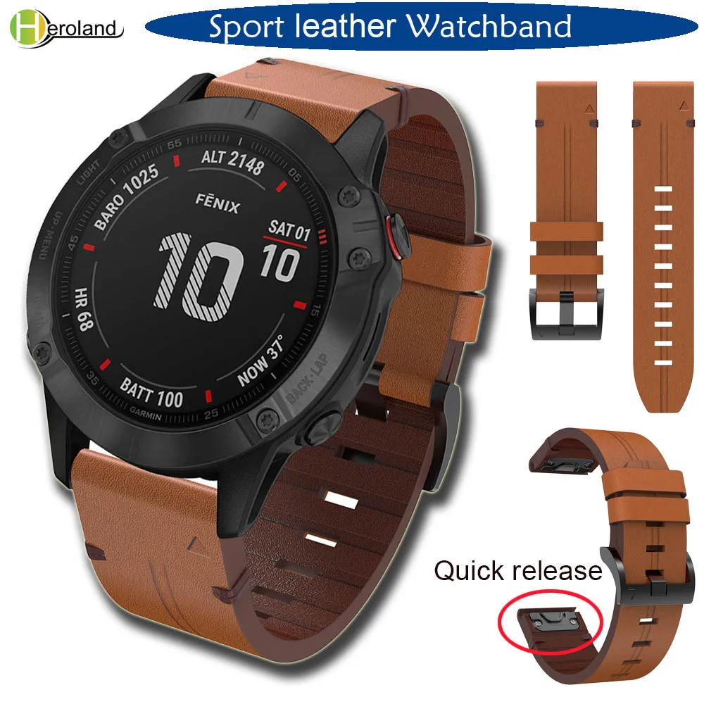 Ремешок кожаный для наручных часов 22 мм Garmin Fenix 6 5 Plus 935 945|Ремешки часов| |
