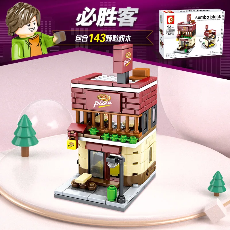 Одиночный мини городской уличный сериал еда конфеты пиццы магазин мороженого