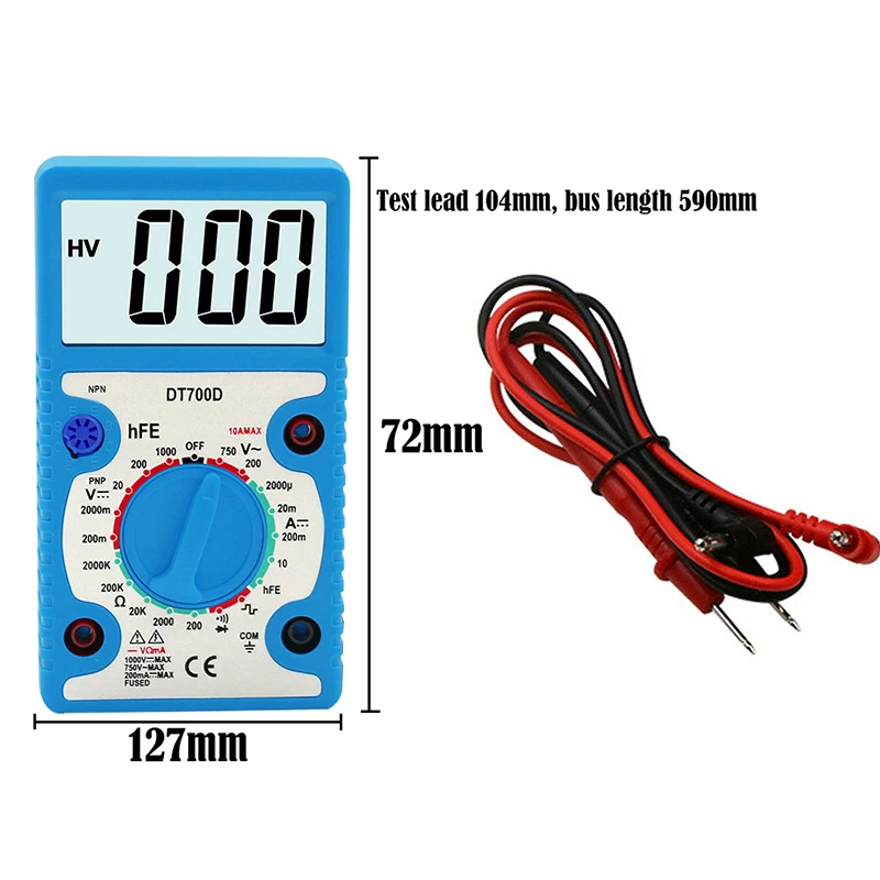 DT700D большой экран цифровой мультиметр зуммер Мини вольтметр тестер функции |