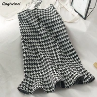 skirts women trumpet knee length hounds tooth empire elegant womens knitted sexy ladies bodycon stretchy leisure trendy chic ins