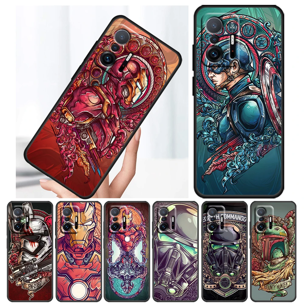 

Captain America Iron Man For Xiaomi Mi 11 10 Ultra 11T 10T Note10 Pro Lite 11i 10i 10S 5G Soft Silicone Black Phone Case Cover