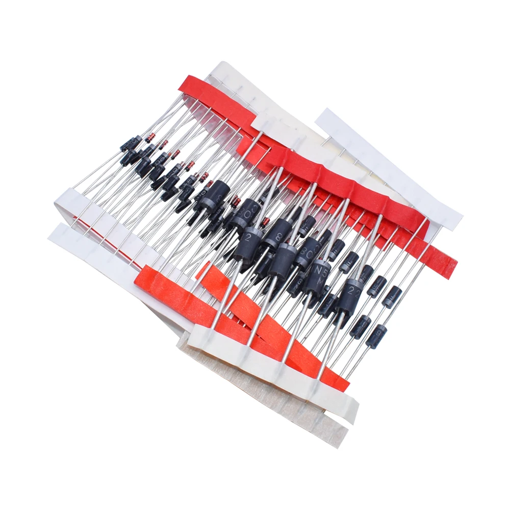 Комплект разнообразных диодов 1N4148/1N4007/1N5819/1N5399/1N5408/1N5822/FR107/FR207 8 видов = 100 шт.|Диоды| |