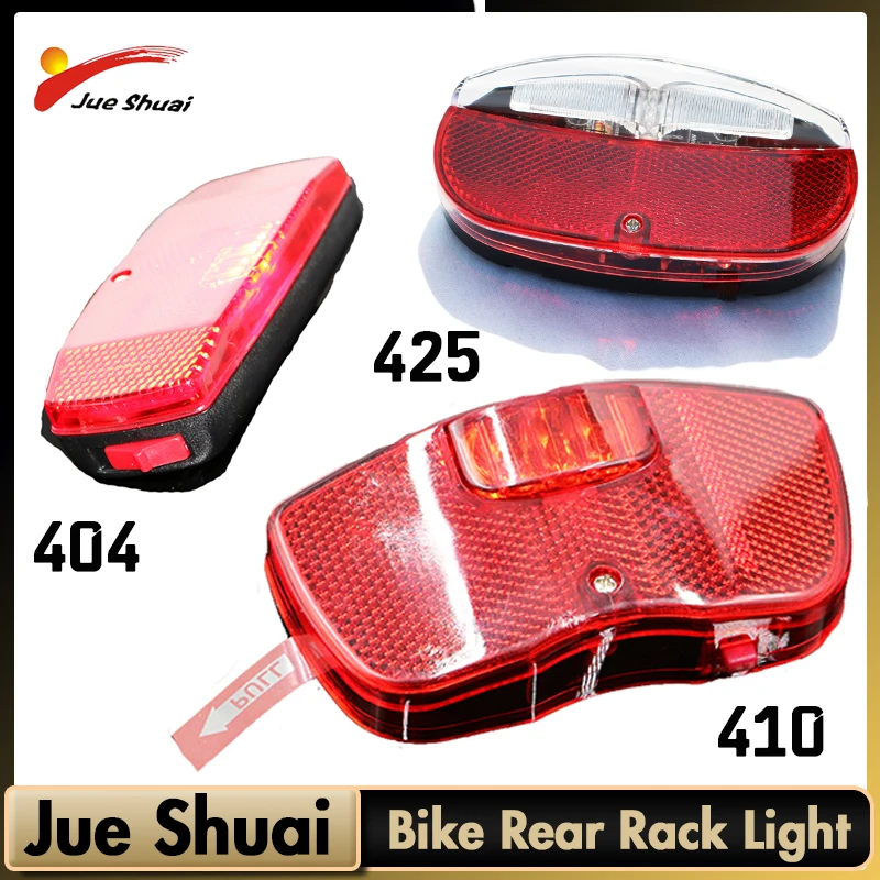Bike Rear Light Lamp Taillight on Rear Rack AA Battery Flector Ebike LED Rear Light Safety Warning Bicycle Parts Accessories