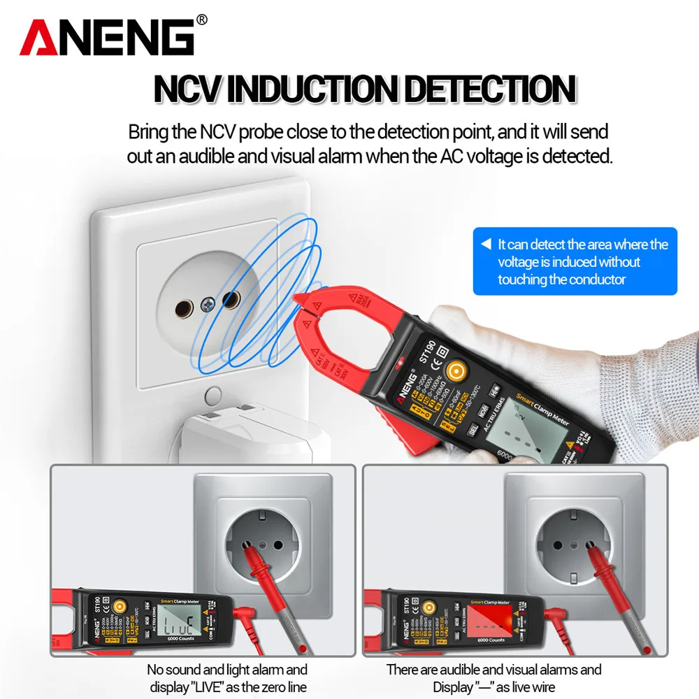 ANENG ST190 Clamp Meter 6000 Counts True RMS Digital Professional Multimeter AC Current Tester Meters Voltmeter Auto Range | Инструменты