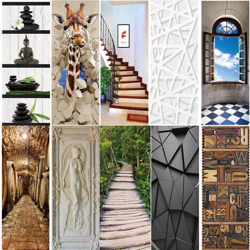 

77*200CM Creative 3D Door Sticker Self-Adhesive Wallpaper On the Doors DIY Renovation Waterproof Poster For Bedroom Home Decor
