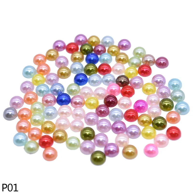 P01 1000Pcs Pearl Stickers Trim Rhinestones for Nails Phone DIY Flatback Manicure Pearl Beaded Appliques Clothes Stickers - Цвет: P01