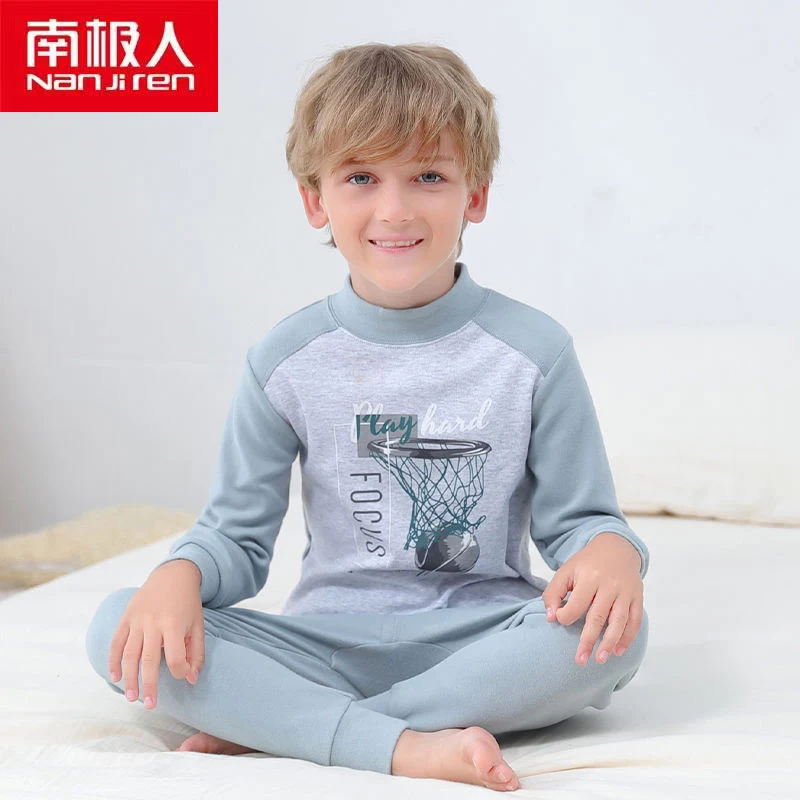

NANJIREN Kids Clothing Pullovers Casual Children's Set Cotton Full Sleeve Warm Print O-Neck Pajamas Set For Boys And Girls