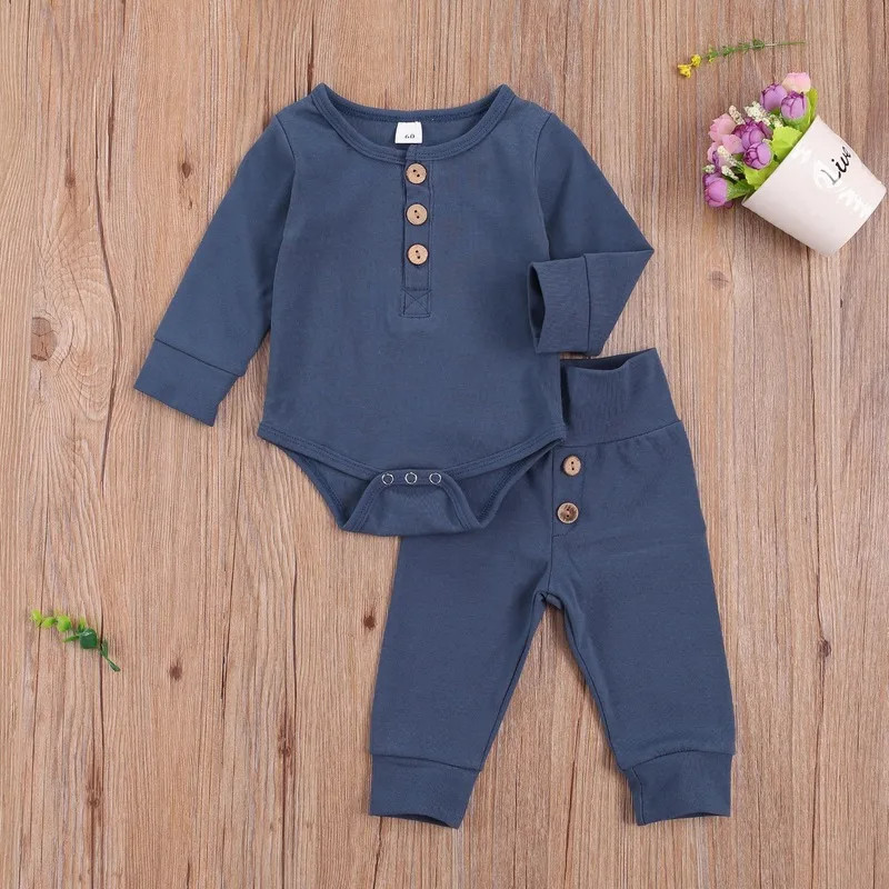 

Baby Born Kids Clothes Boys Set Soft Boy Clothing Winter2020 Newborn 0 3 Months Toddler Girls Romperpants 2-Pcs Children's Sets