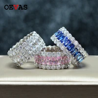 oevas 100 925 sterling silver sparkling full high carbon diamond finger rings for women wedding party fine jewelry wholesale