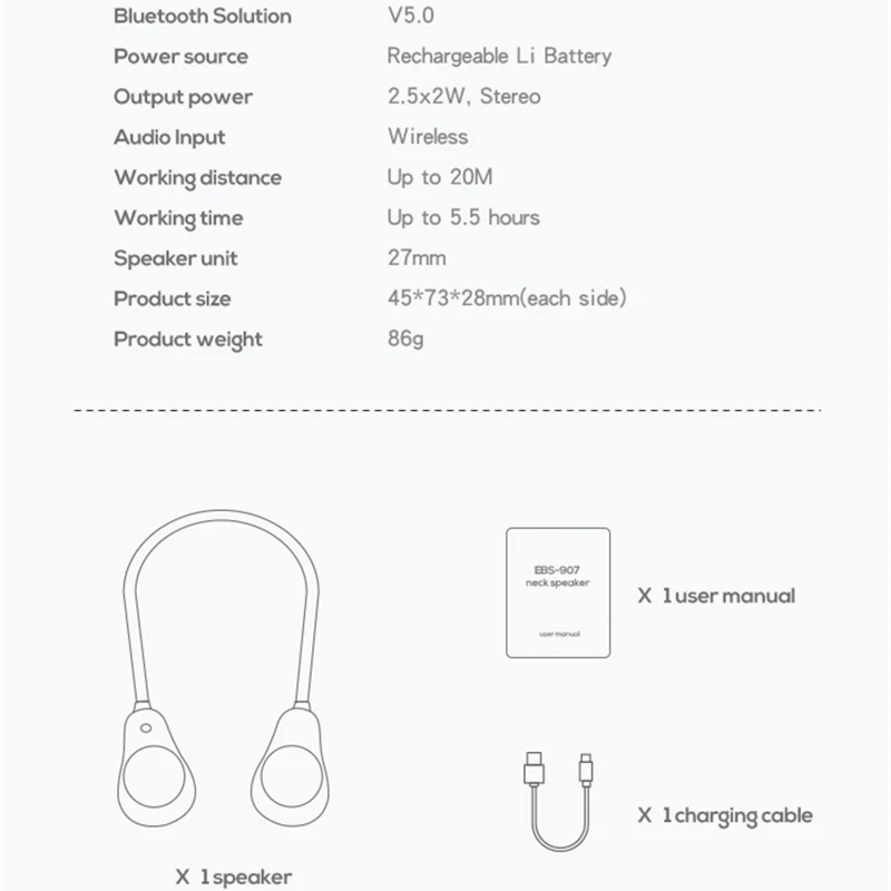 

Neck-Mounted Bluetooth Speaker Portable Bluetooth Speaker Can Answer The Phone Wireless Compact Subwoofer Gift Essential