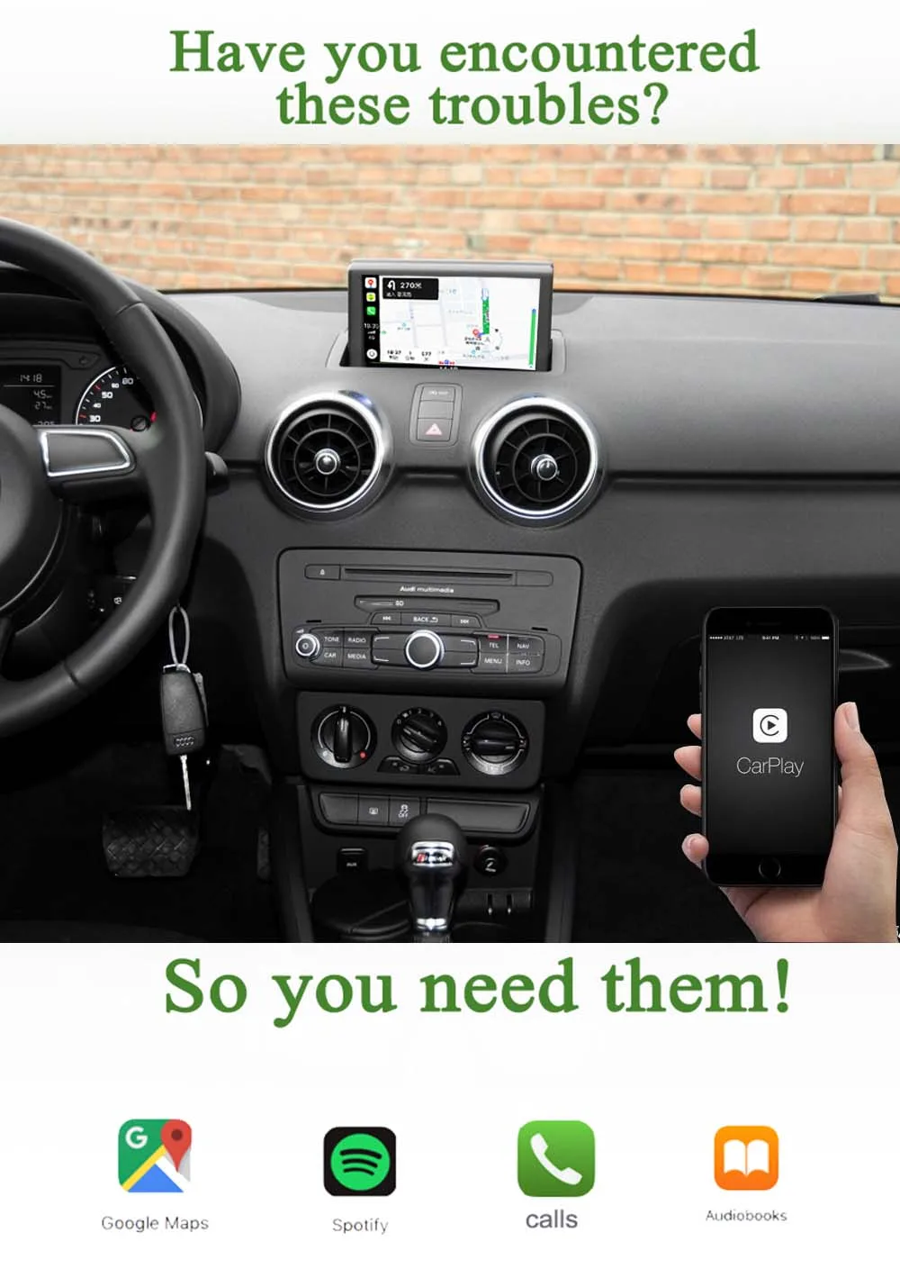 Беспроводная камера Apple CarPlay для Audi A1 A3 A4 A5 A6 A7 A8 Q2 Q3 Q5 Q7 MMI, Автомобильная камера заднего вида на Android