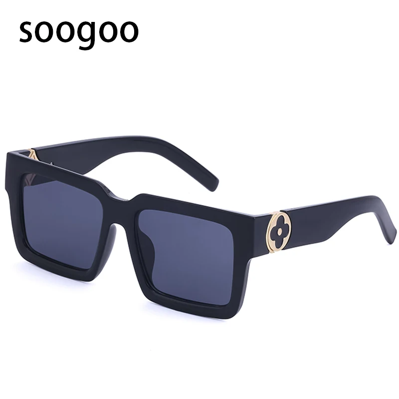 

OverSized Women's Fashion Luxury Brand Designer Sun Glasses Women Black Vintage 2021 Big Square Sunglasses Men UV400