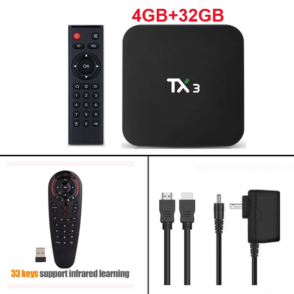 4GB 32GB G30S TX3 Android 9,0 ТВ приставка Amlogic S905X3 4 Гб 64 Гб 8K 2,4G 5G Wifi Bluetooth Youtube HDR Google Play Netfilx телеприставка - Цвет: 4GB 32GB G30S