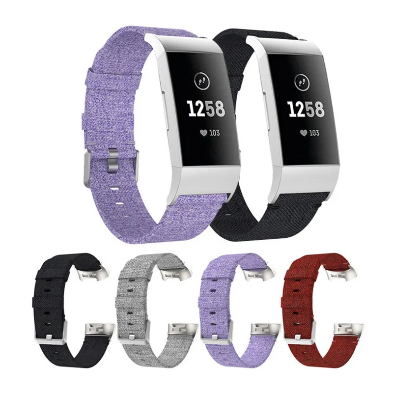 Тканый холщовый ремешок для наручных часов Fitbit Charge 2/3 умный Браслет спортивный