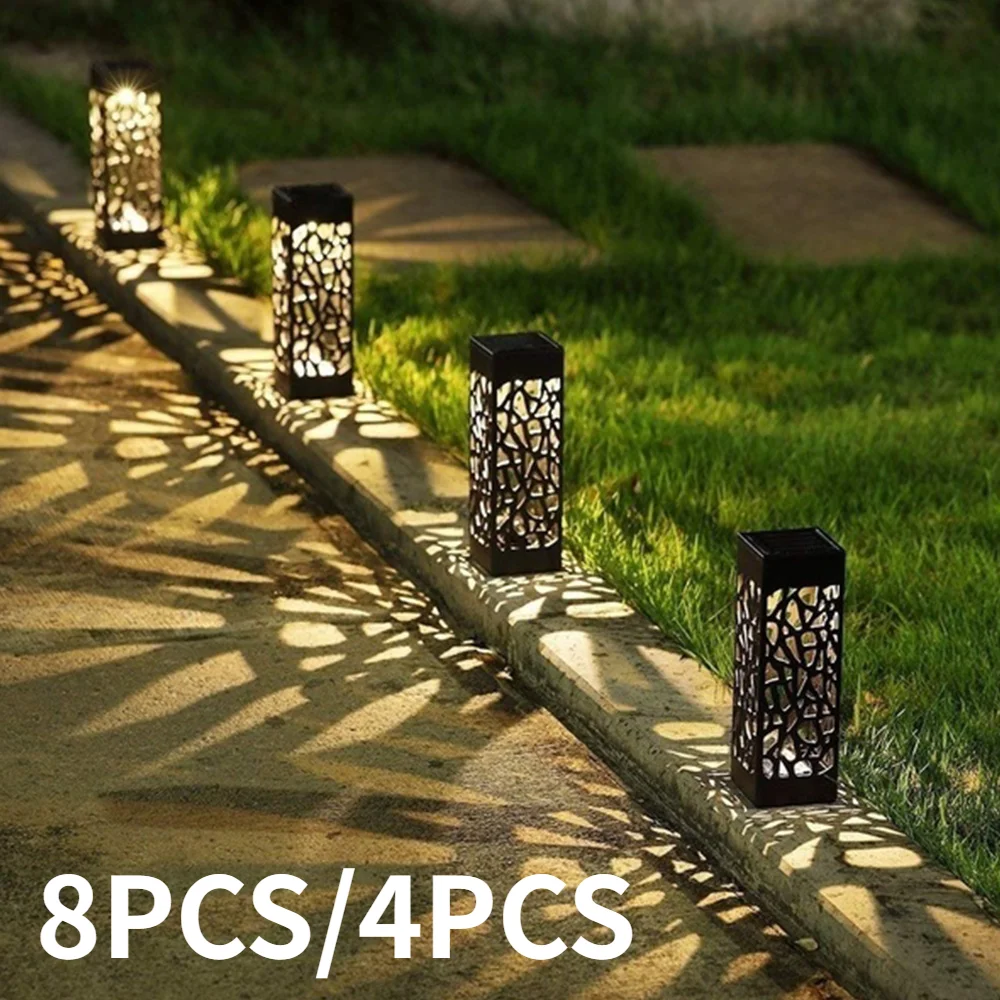 

12/8 шт. газонное освещение на солнечной светильник сада украшения полые газонная лампа наружного солнечного сада светильник s путь светильн...