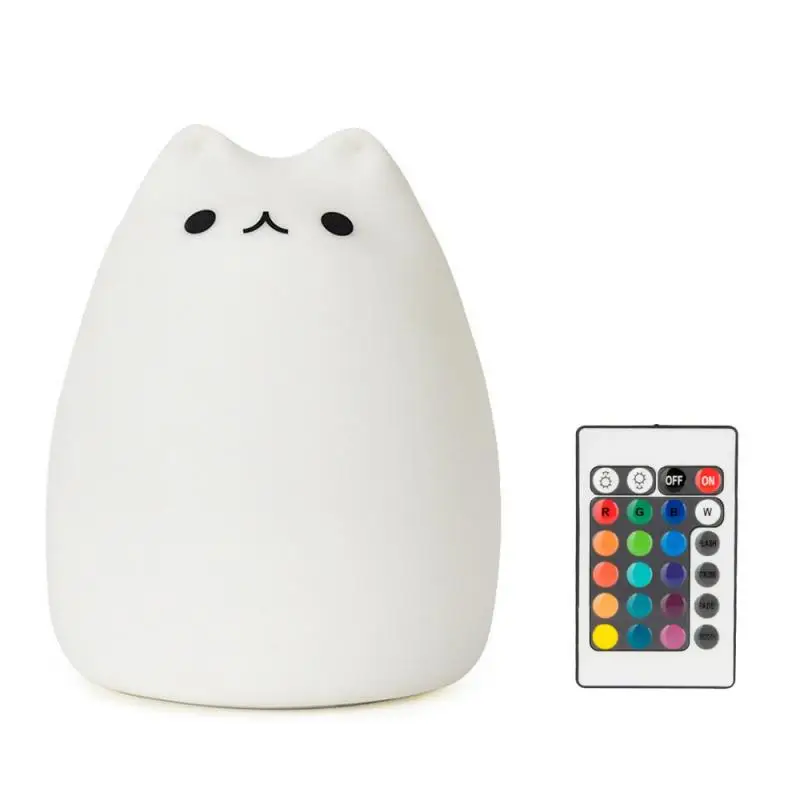 

Lovely Night Silicone Light Cute Cat 7 Colors Night Lamp Remote Control Touch Sensor Kids Baby Bedroom Desktop Decor Ornaments