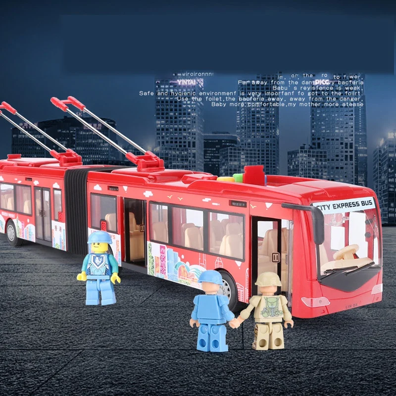 

Electronic City Bus City Tour Bus Music Light Car Pull Back Bus Inertia Traffic Model Toy for 3+ Years Children