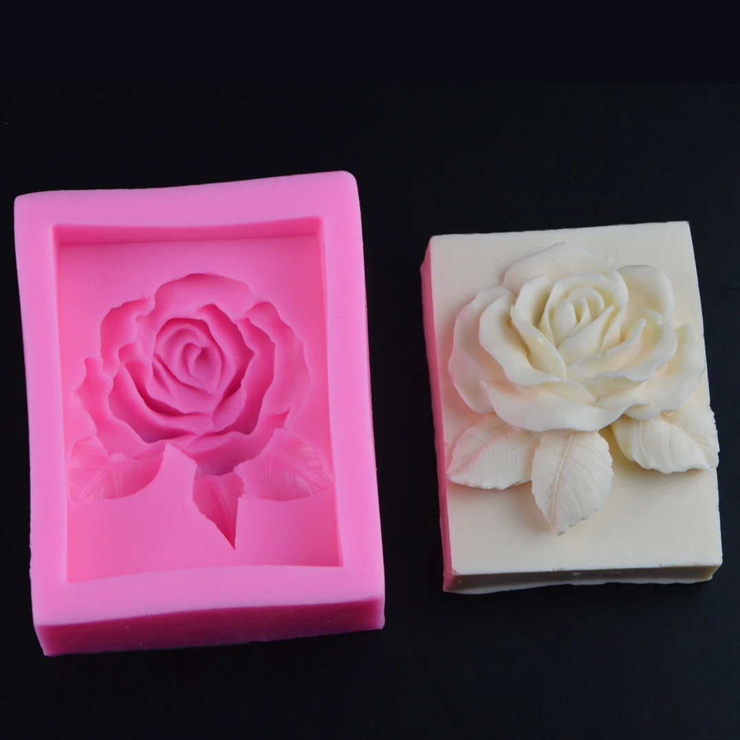 Прямоугольная силиконовая форма для мыла ручной работы в виде Розы инструмент