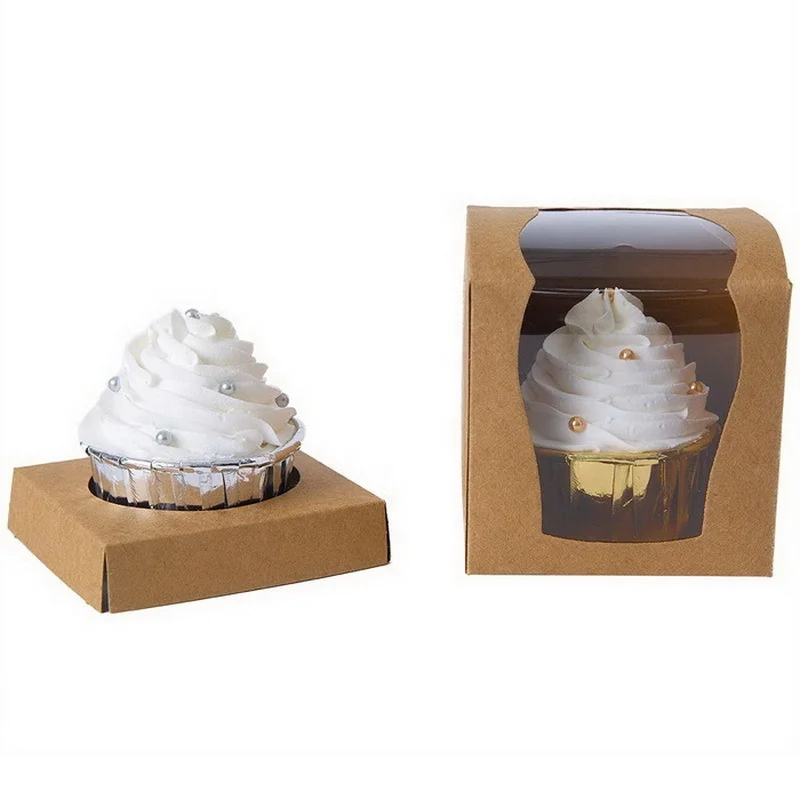

9x9x9cm Muffin Cupcake Donut Transparent Plastic Clear Window Cake Boxes For Baking Party Decoration Supplies