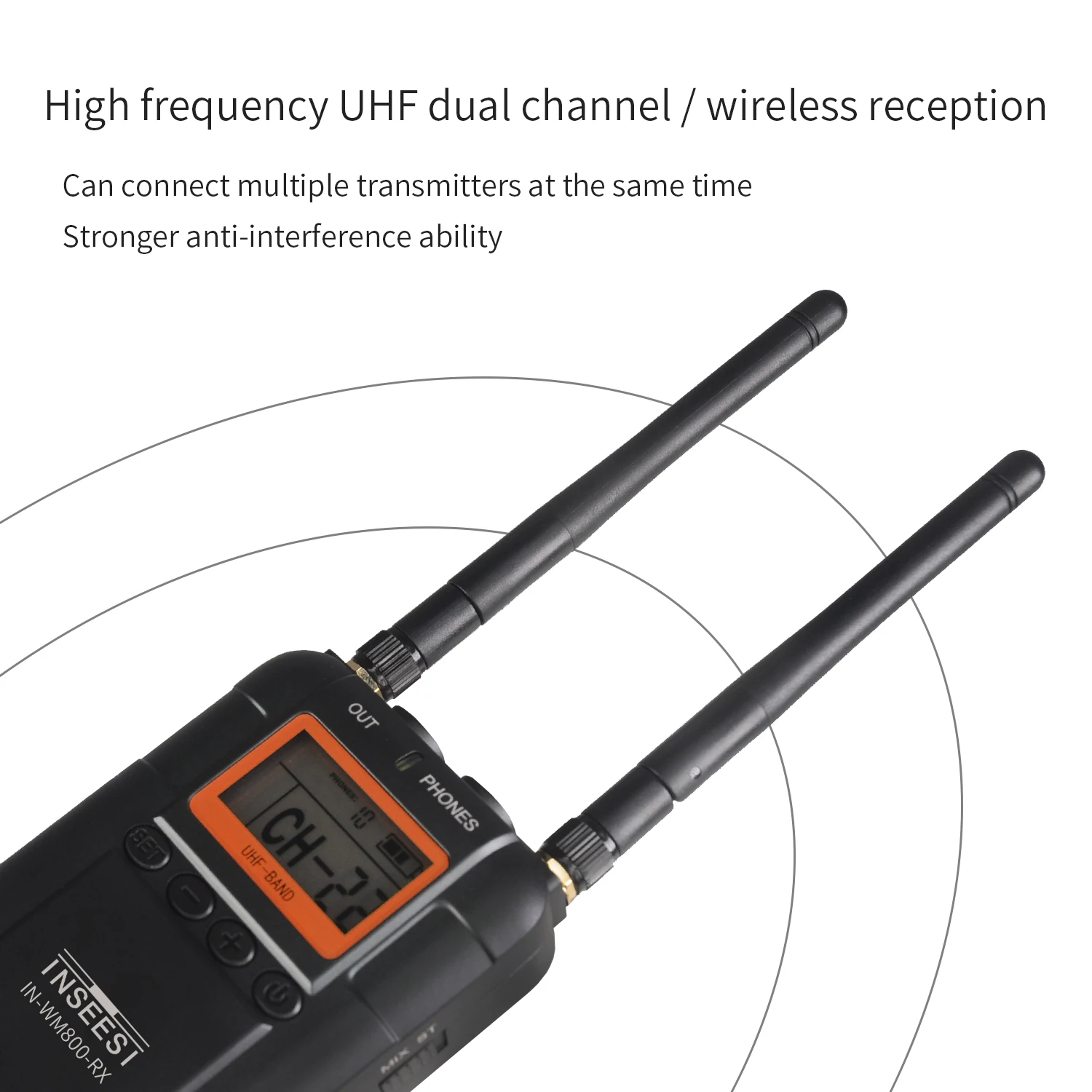 IN-WM600/IN-WM800 петличный беспроводной микрофон системы UHF двухканальный с ЖК-экраном для Canon Nikon DSLR камеры видеокамеры