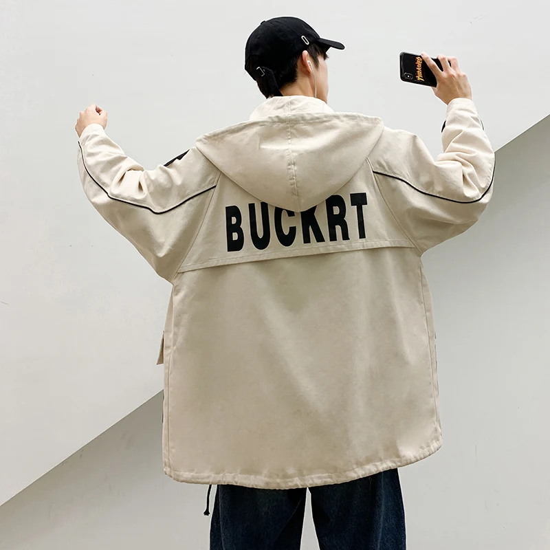 

Onnestun Men Jackets Autumn New Streetwear Men Clothing Harajuku Print Windbreakers With Hooded korean Style Jacket Men