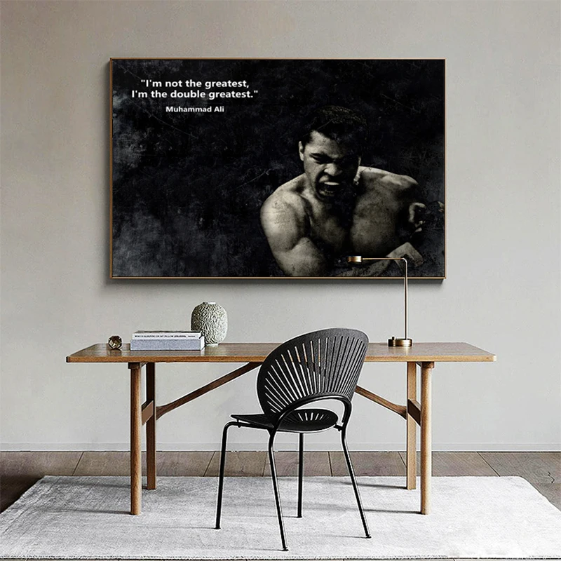 

Muhammad Ali Inspirational Quotes Black and White Poster Canvas Print Modern Wall Art Pictures for Home Decoration Living Room