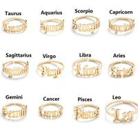factory direct new stainless steel constellation ring retro twelve constellation ancient english letter ring jewelry wholesale