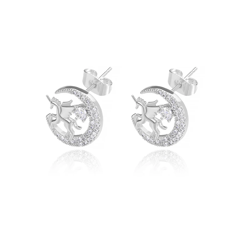 

Cute Unicorn Stud Earring for Women Fairy Animal Gold Cubic Zirconia Earrings 2021 Trend Girls Birthday Party Gift Jewelry