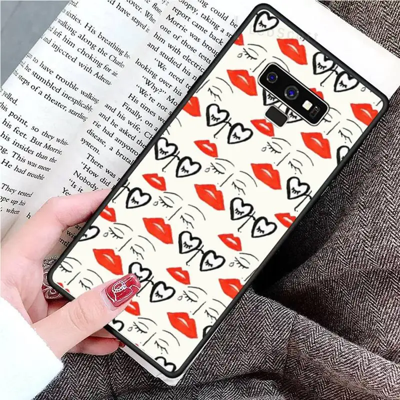 

Fashion Sexy Lady Red Lips pink Case Phone Cases For Samsung Galaxy S8 S9 S10 Plus S10E Note 3 4 5 6 7 8 9 10 Pro Lite cover