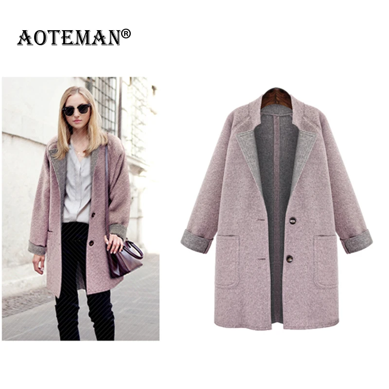 

Women Winter Jacket Wool Coats Solid Outwears Warm Casual Long Sleeve Single Breasted Women's Jackets Plus Size Lady Coats LL071