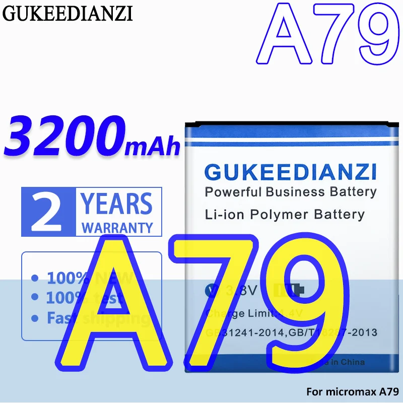 

High Capacity GUKEEDIANZI Battery A79 3200mAh For Micromax A79