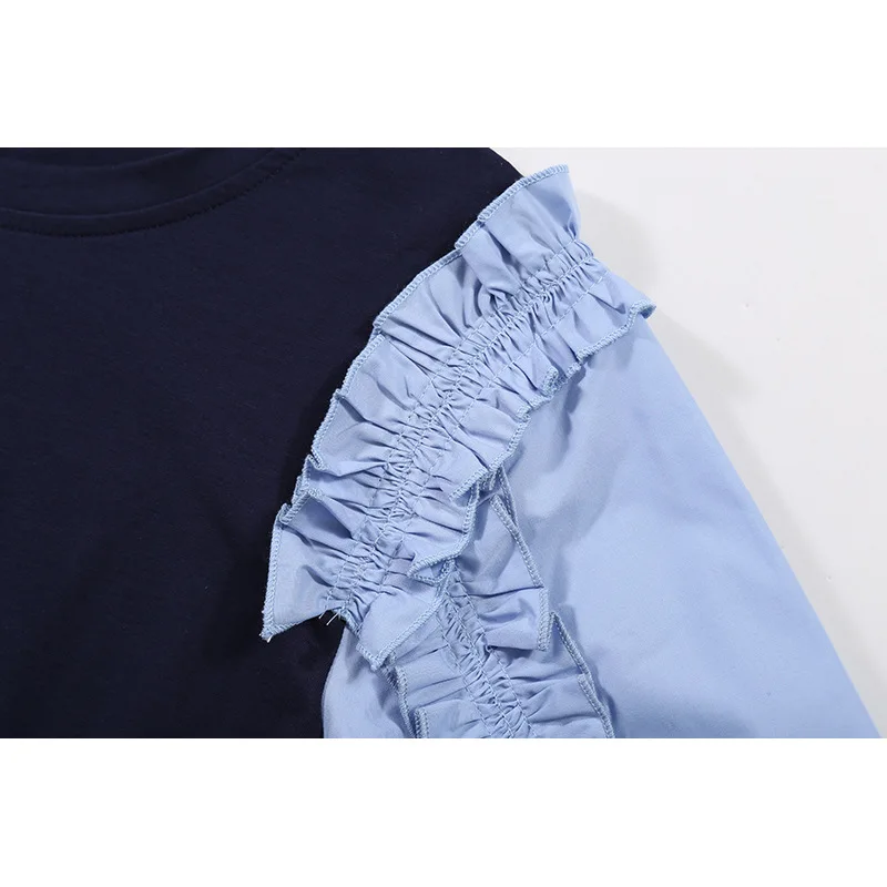 

XITAO Fashion Bubble Long Sleeves Sweatshirts Vintage Loose Plus Size Splicing Women Top Wild Autumn Women Clothes 2020 WJ1068