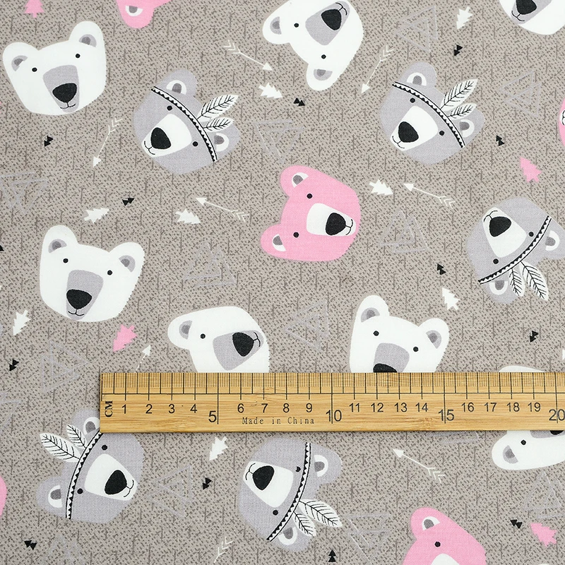 Новая ткань с принтом мультяшного белого медведя материалы ручной работы из