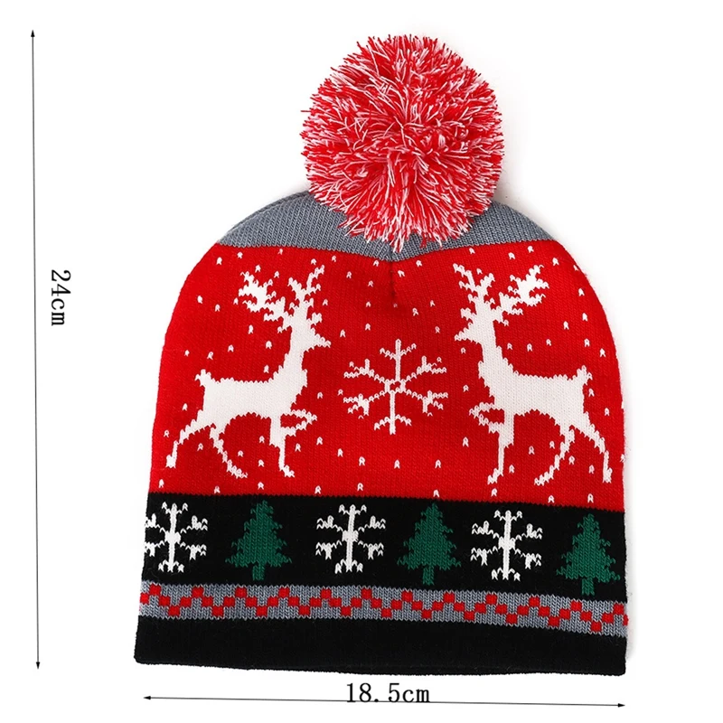 

Christmas Decorations Adult Children Knitted Christmas Hats Colorful Glow