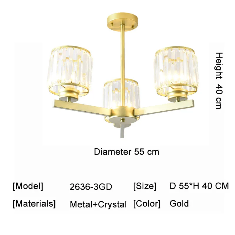 3 Light Gold Современные светодиодные люстры Хрустальные потолочные светильники люстры для спальни гостиной домашние люстры Deco Luminaria - Цвет абажура: 3 Light Gold