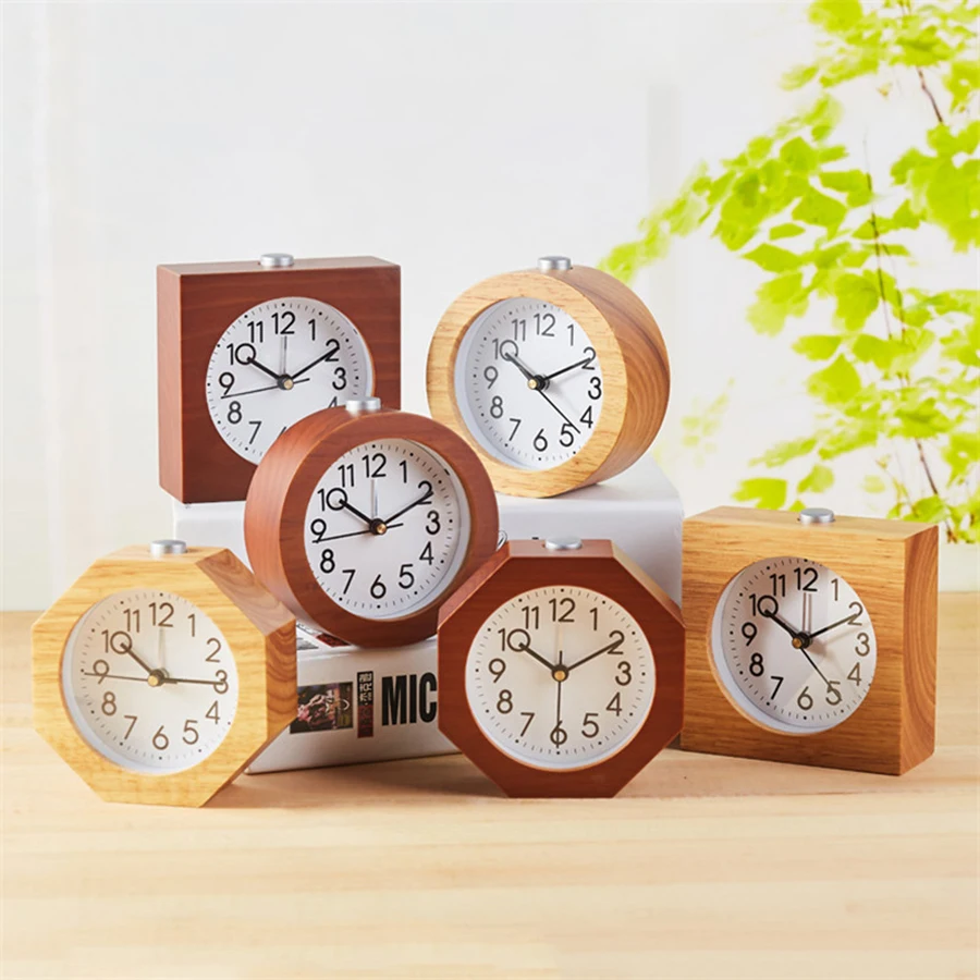 Милые мини-часы бесшумные творческие детский будильник деревянные цифровые часы
