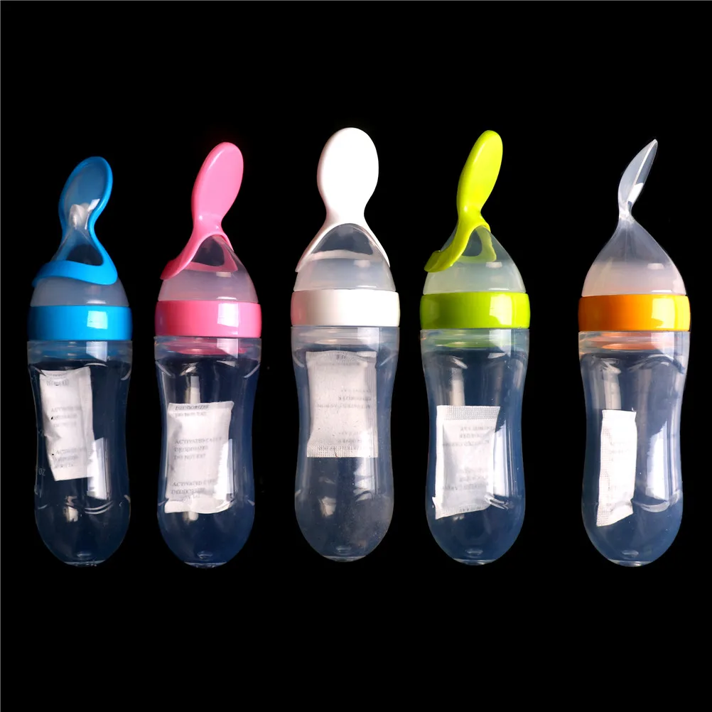 Baby feeder Silicone rice cereal bottle Baby Squeezing Feeding Spoon Training Scoop Rice Cereal Food Supplement Feeder Safety