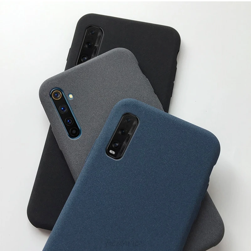real grit matte anti fingerprint case on for oppo  realme 8 7 6 c3 x7 7i 6i 5i 5 pro v5 find x2 lite soft sandstone back cover