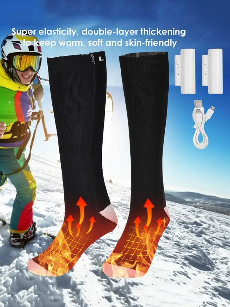 Winter Warm Socks USB Electric Heating Socks Three-speed Thermostat Outdoor Camping Fishing Cycling Skiing Equipment