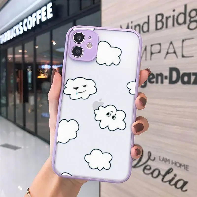 

Cartoon clouds Phone Case Matte For iPhone 12 Mini 11 Pro XR XS Max 7 8 Plus X Hard PC Back Cover