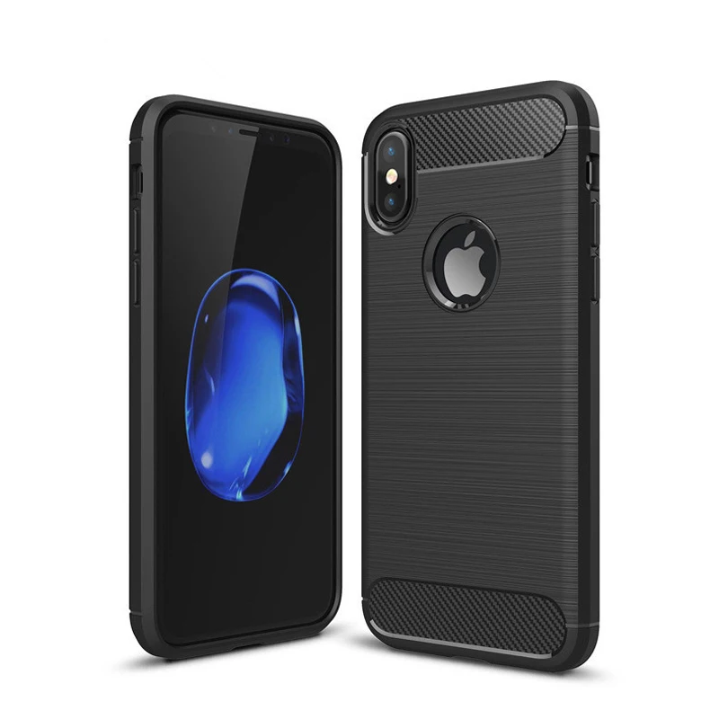 

Carbon Fiber Phone Case For iPhone X Xs 12 11 13 Pro Max Mini 7 8 6 6s Plus 5 5S XR Soft Tpu Cover Black Coque
