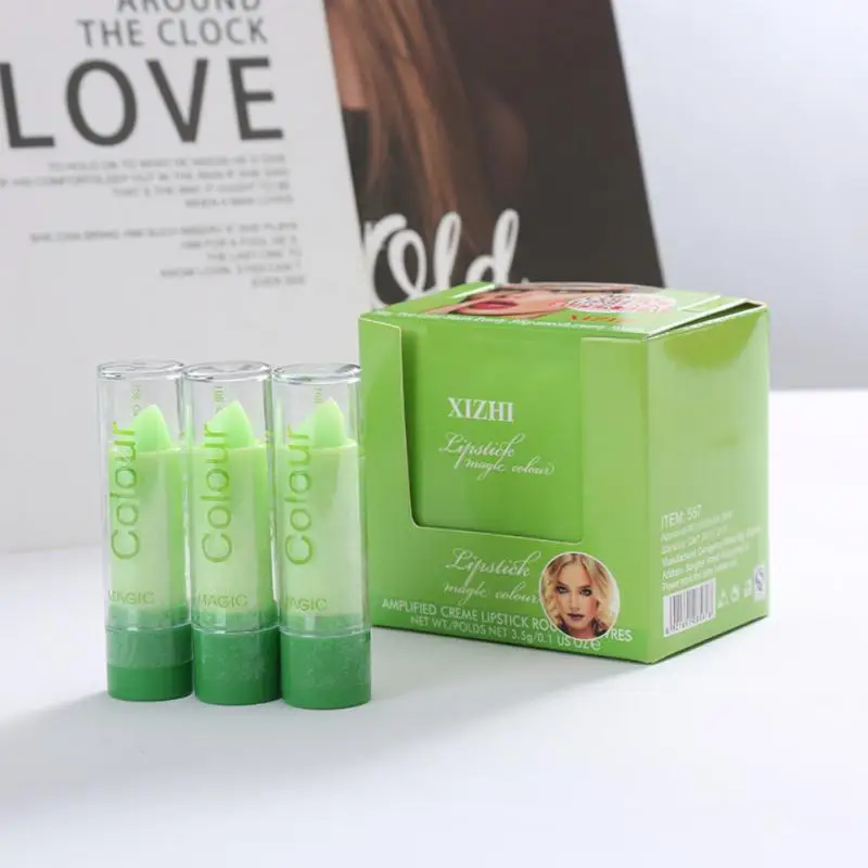 

1PC Moisture Lip Balm Long-Lasting Natural Aloe Vera Lipstick Color Mood Changing Long Lasting Moisturizing Lipstick Makeup TSLM