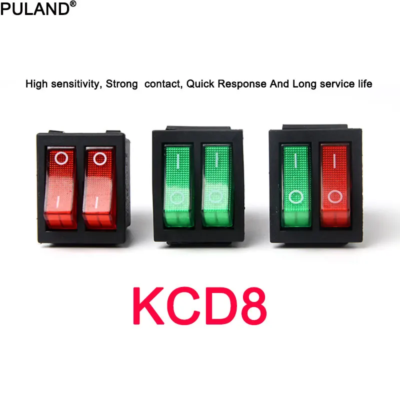 

1PCS KCD8 Double Rocker Switch ON-OFF 2 Position 6PIN Electrical equipment With Light Power Switch Switch 16A 250V/20A 125VAC