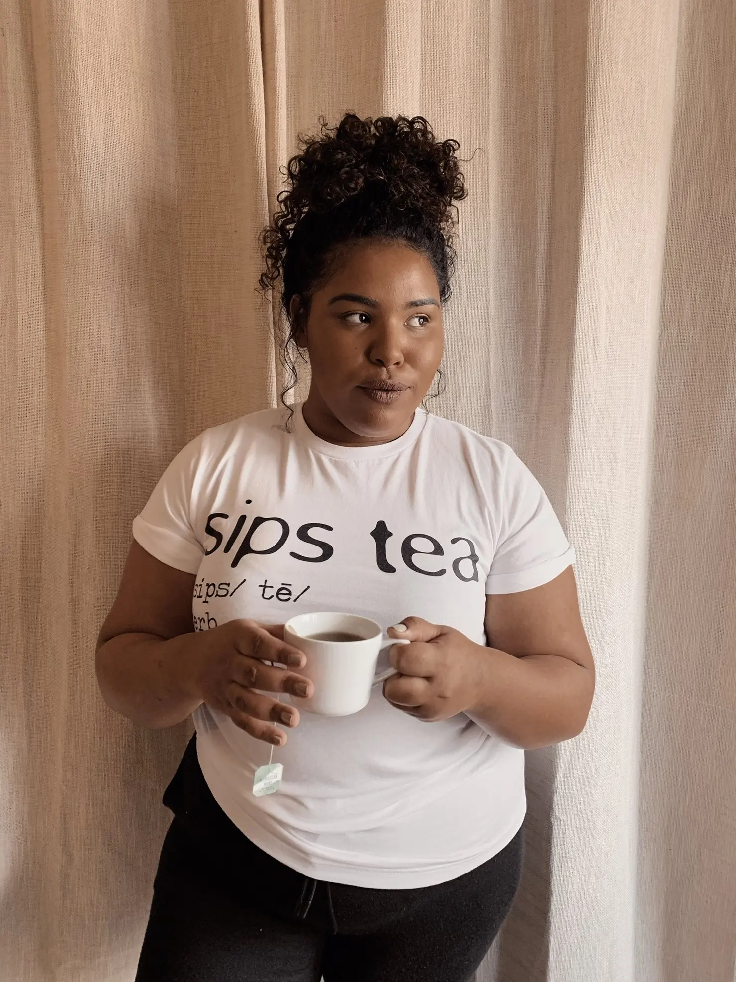 Женская хлопковая Футболка с принтом SIPS TEA повседневная хипстерская футболка